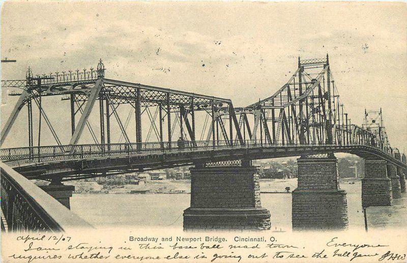 Broadway Newport 1907 Truss Girder Bridge Postcard Cincinnati 11511 