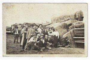 Train Railroad Derailment Real Photo Postcard ca. 1920 Circus Pike's Pea...