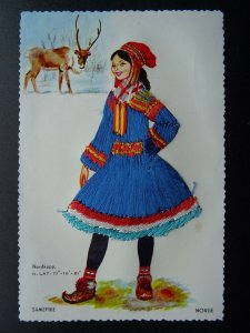 Norway NORGE National Costume SAMEPIKE Nordkapp Lat. Embroidered c1960s Postcard