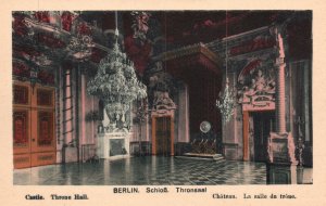 Vintage Postcard Castle Throne Hall Chateau La Salle Du Throne Berlin Germany