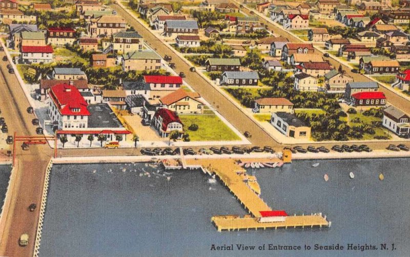 Seaside Heights New Jersey Aerial View Harbor Scene Vintage Postcard JI657437