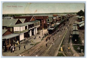 Colon Panama Postcard Front Street Railway View c1910 Unposted Antique