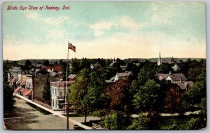 Postcard Rodney ONT 1909 Birds Eye View Flag Pole Elgin County Wrays Bookstore