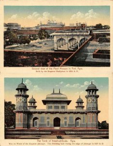 AGRA, India   TOMB OF ITMAD-UD-DOULA & PEARL MOSQUE VIEW   *Two* Postcards