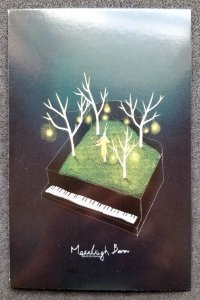 [AG] P719 Moonlight Bunny Music Piano Tree (postcard) *glow in dark *New