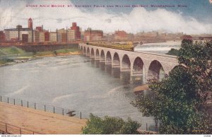 MINNEAPOLIS, Minnesota, PU-1915; Stone Arch Bridge, St. Anthony Falls And Mil...