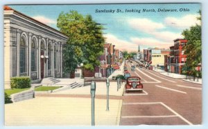 DELAWARE, OH Ohio ~ SANDUSKY STREET Scene Looking North 1950 Linen Postcard