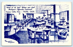 LANSING, MI Michigan~ Roadside HOTEL OLDS Coffee Shop  c1940s  Postcard