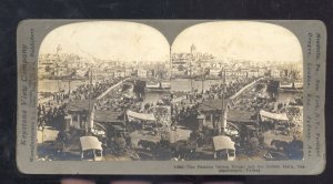 REAL PHOTO CONSTANTINOPLE TURKEY GALATA BRIDGE DOWNTOWN STEREOVIEW CARD