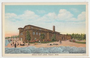 P2923, old postcard swimming breezy point lodge pequot minn, unused