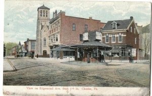 Postcard View Edgemond Ave from 7th St Chester PA