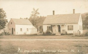 Rumford Corner ME Post Office & Store Note Photographers Car Real Photo Postcard