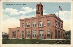 Ishpeming MI Fire Station c1920 Postcard