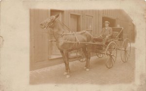 H82/ Interesting RPPC Postcard c1910 Horse-Drawn Buggy Wagon 13