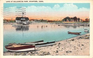 Stamford Connecticut Lake At Hallowe'en Park White Border Vintage Postcard U4765