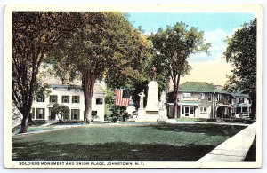 1918 Soldiers Monument & Union Place Johnstown New York Grounds Posted Postcard