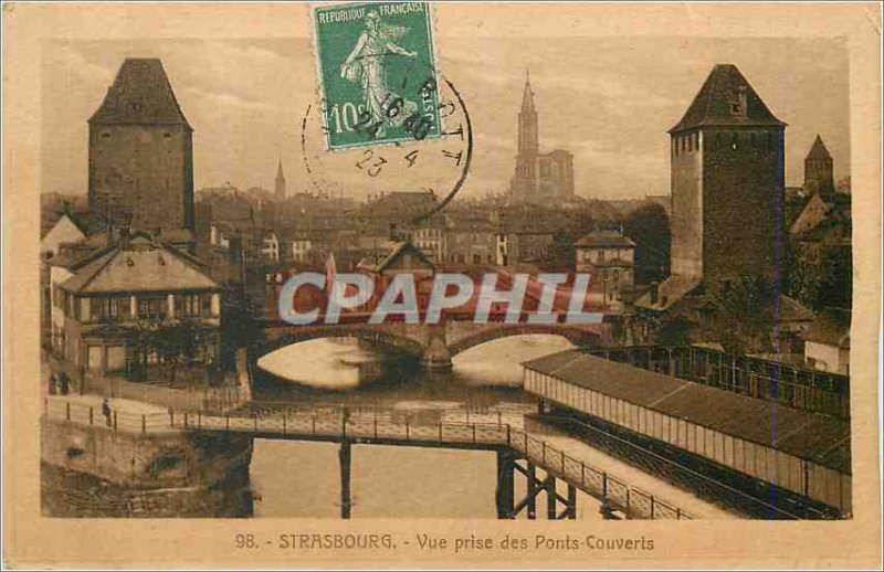 Old Postcard Strasbourg View taken from the Covered Bridges