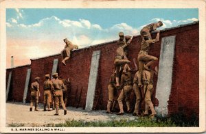 Vtg 1917 US Marines Scaling A Wall WWI Era Postcard