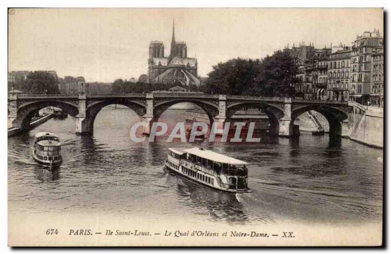 Paris - 4 - Ile Saint Louis - Quai D & # 39Orleans - Notre Dame - Old Postcard