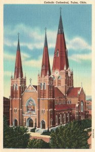 Vintage Postcard 1930's Catholic Cathedral Tulsa Oklahoma Pub. Oklahoma News Co.