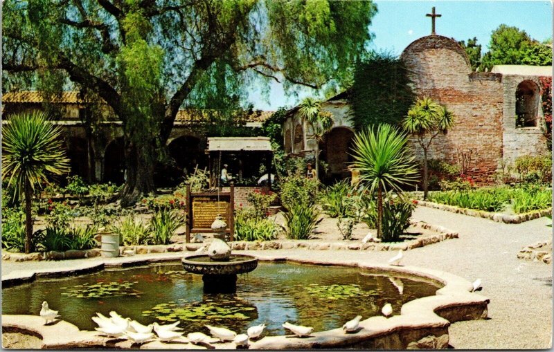 Mission San Juan Capistrano California CA Fountain Wishing Well Postcard VTG UNP