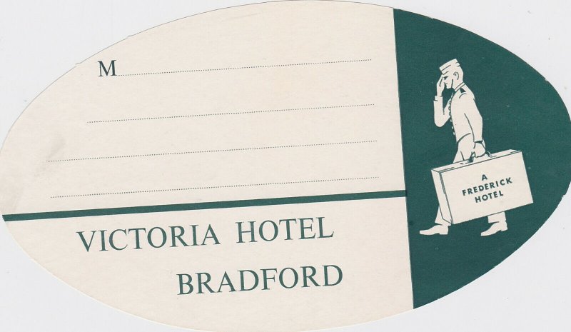 England Bradford Victoria Hotel Vintage Luggage Label lbl1290