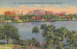 Business Section From Mirror Lake St Petersburg Florida 1950 Curteich