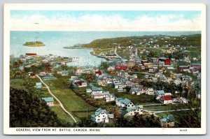 1940s General View From Mt. Battie Camden Maine Grounds & Houses Posted Postcard