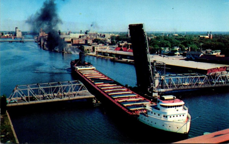 Wisconsin Green Bay Freighter In Fox River