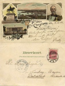 norway norge, CHRISTIANIA, Udsigt fra Egeberg, King Oscar II (1901) Postcard