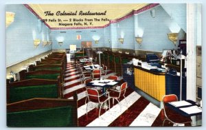 NIAGARA FALLS, NY New York ~ COLONIAL RESTAURANT c1950s Linen Roadside  Postcard