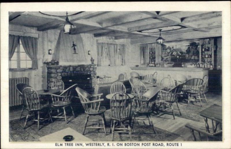 Westerly RI Elm Tree Inn Interior Postcard #2