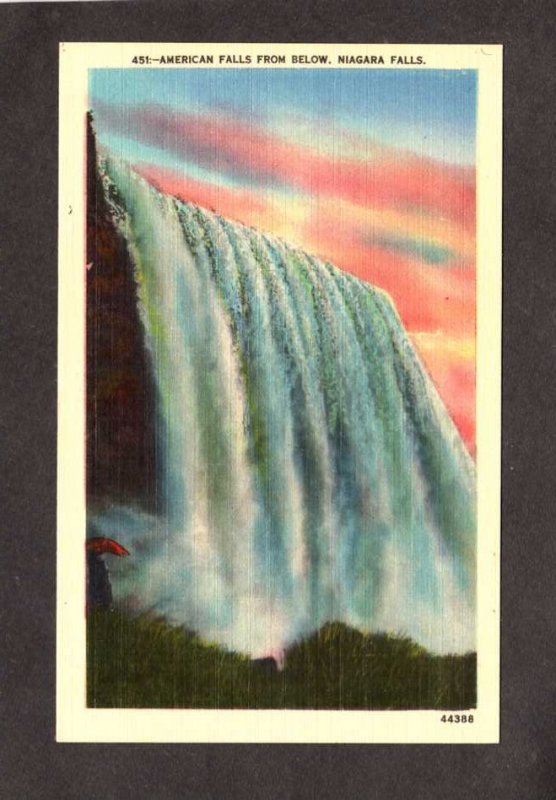 NY Niagara Falls American Falls New York ON Ontario Canada Linen Postcard