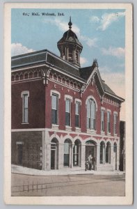Government Building~City Hall Entrance~Wabash IN~Street View~PM 1946~Vintage PC