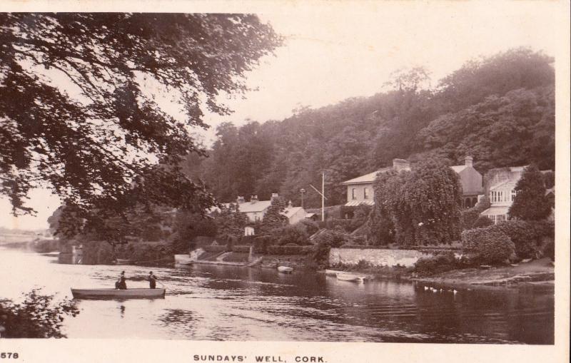 CORK, IRELAND SUNDAY'S WELL 2 MEN-BOAT rppc real photo Postcard