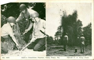 1940s Postkarte Camp Peary Virginia US Marine Seabees Demolition Praxis WWII Unp