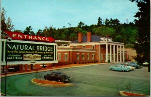 Vtg Postcard 1950s Natural Bridge Virginia VA Rockbridge Center Entrance Cars 