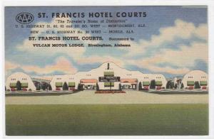 St Francis Hotel Courts Motel Mobile & Montgomery Alabama postcard