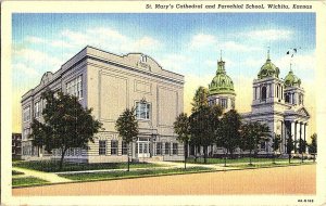 St. Mary's Cathedral & Parochial School Wichita KS Postcard Standard View Card