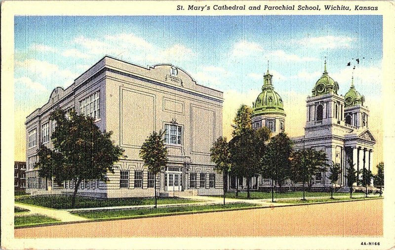 St. Mary's Cathedral & Parochial School Wichita KS Postcard Standard View Card 