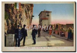 Old Postcard Grimaldi Italia Sul Ponte San Luigi Frontiera Italo Francese