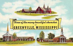 GREENVILLE, MS Mississippi  THREE CHURCHES  Methodist~Episcopalian~Presbyterian