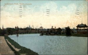 Berlin Ontario ON Victoria Park Bridge Water View c1910 Vintage Postcard