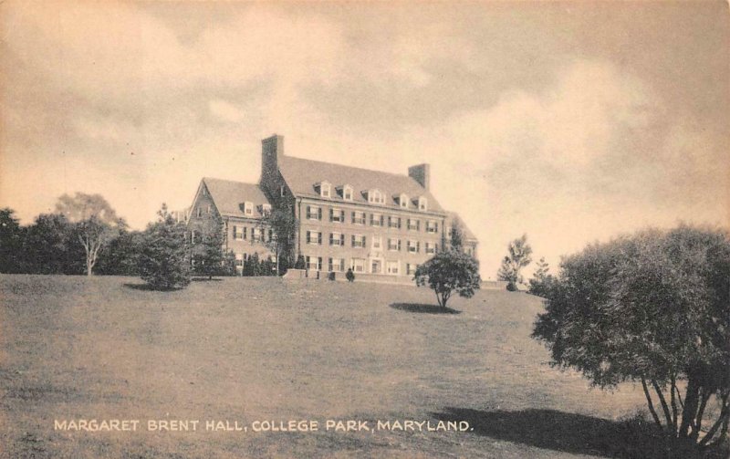 MARGARET BRENT HALL COLLEGE PARK MARYLAND UNIVERSITY POSTCARD (c. 1930s)