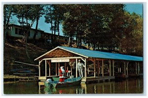 Gil & Virginia Gilbert Mitten's Resort Santa Claus Boat Hollister MO Postcard