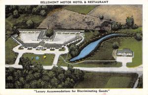 Natchez Mississippi air view Bellemont Motor Hotel-Restaurant antique pc Z20879