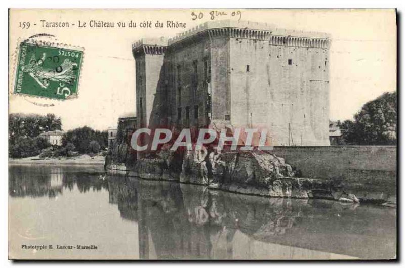 Old Postcard Tarascon Chateau seen from the Cote du Rhone