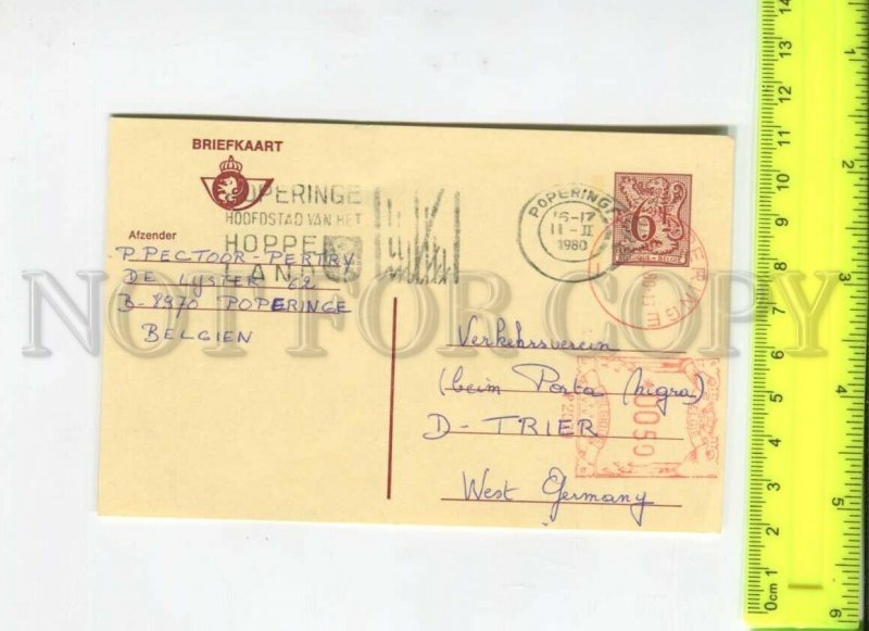 466506 Belgium 1980 Postage meter real posted special cancellation Stationery