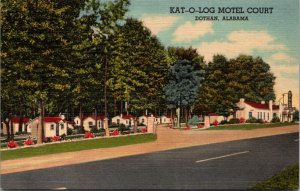 Linen Postcard Kat-O-Log Motel Court on US 231-2 in Dothan, Alabama