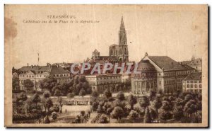 Postcard Old Strasbourg Cathedral Place de la Republique